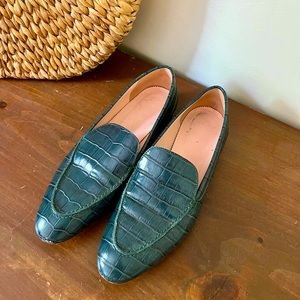 J. Crew patent croc loafers, emerald green, size 9
